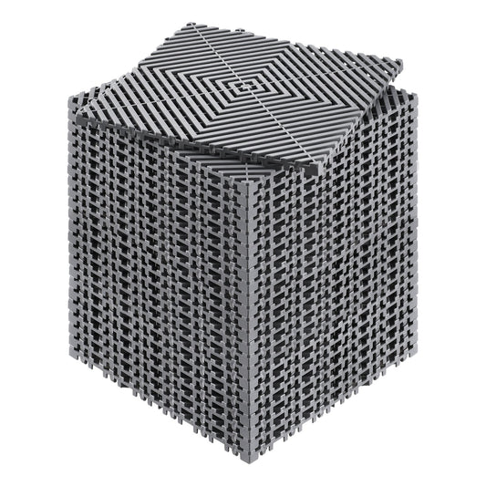 Interlocking Drainage Mat, 12 x 12 Modular Interlocking Cushion, 24 Pcs Splicing Drainage Mats, Non-Slip Gray PP Drainage Floor Tile and Shower Mat, for Garage, Garden, Kitchen & Outdoor