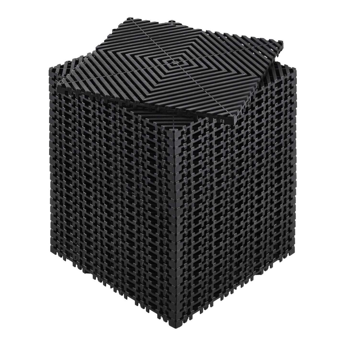 Interlocking Drainage Mat, 12 x 12 Modular Interlocking Cushion, 24 Pcs Splicing Drainage Mats, Non-Slip Black PP Drainage Floor Tile and Shower Mat, for Garage, Garden, Kitchen & Outdoor