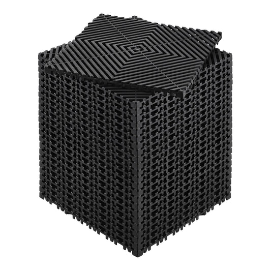 Interlocking Drainage Mat, 12 x 12 Modular Interlocking Cushion, 24 Pcs Splicing Drainage Mats, Non-Slip Black PP Drainage Floor Tile and Shower Mat, for Garage, Garden, Kitchen & Outdoor