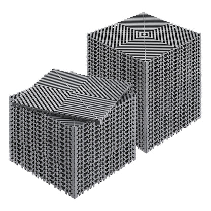 Interlocking Drainage Mat, 12 x 12 Modular Interlocking Cushion, 40 Pcs Splicing Drainage Mats, Non-Slip Gray PP Drainage Floor Tile and Shower Mat, for Garage, Garden, Kitchen & Outdoor