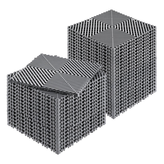 Interlocking Drainage Mat, 12 x 12 Modular Interlocking Cushion, 40 Pcs Splicing Drainage Mats, Non-Slip Gray PP Drainage Floor Tile and Shower Mat, for Garage, Garden, Kitchen & Outdoor