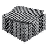 Interlocking Drainage Mat, 12 x 12 Modular Interlocking Cushion, 12 Pcs Splicing Drainage Mats, Non-Slip Gray PP Drainage Floor Tile and Shower Mat, for Garage, Garden, Kitchen & Outdoor