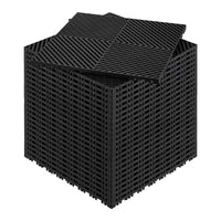 Interlocking Drainage Mat, 15.7 x 15.7 Modular Interlocking Cushion, 24 Pcs Splicing Drainage Mats, Non-Slip Black PP Drainage Floor Tile and Shower Mat, for Garage, Garden, Kitchen & Outdoor