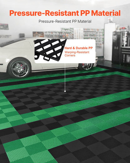 Interlocking Drainage Mat, 15.7 x 15.7 Modular Interlocking Cushion, 24 Pcs Splicing Drainage Mats, Non-Slip Black PP Drainage Floor Tile and Shower Mat, for Garage, Garden, Kitchen & Outdoor
