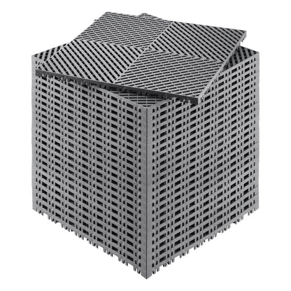 Interlocking Drainage Mat, 15.7 x 15.7 Modular Interlocking Cushion, 24 Pcs Splicing Drainage Mats, Non-Slip Gray PP Drainage Floor Tile and Shower Mat, for Garage, Garden, Kitchen & Outdoor
