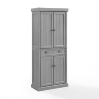 Crosley Furniture Seaside Coastal Pantry with Distressed Gray and Gold Finish