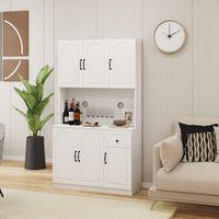 71" Kitchen Pantry Storage Cabinet with Microwave Oven Countertop - Stylish and Spacious White Hutch Cabinet with Adjustable Shelves - Ideal for Organizing Your Kitchen