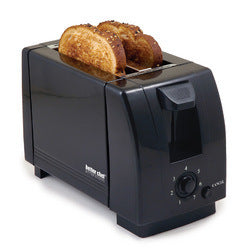 Better Chef 2-Slice Black Toaster - Adjustable Browning Control, Built-in Cancel Button - Easy-to-Clean Slide-Open Crumb Tray | Buy Now on Amazon
