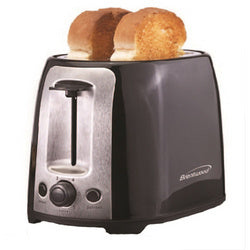 Brentwood 2 Slice Cool Touch Toaster - Black and Stainless Steel - Wide Slots, Seven Browning Settings, Defrost, Cancel, Reheat