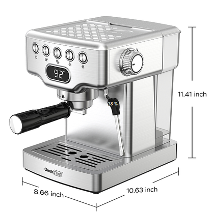 1350W Semi-Automatic Coffee Machine | 19Bar High Pressure Pump | 1 Cup/2 Cup Espresso | ULKA Extraction