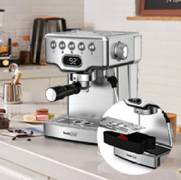 1350W Semi-Automatic Coffee Machine | 19Bar High Pressure Pump | 1 Cup/2 Cup Espresso | ULKA Extraction
