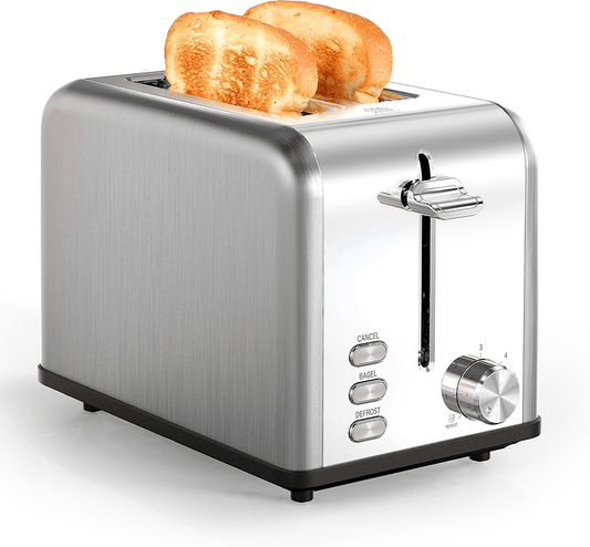 W1134P237561 2 Chip Toaster - 1.5-Inch Wide Slot, 6 Browning Settings, Thaw/Reheat/Cancel - Stylish Retro Stainless Steel Design - Easy to Clean Removable Crumb Tray - Perfect for Bagels and Bread