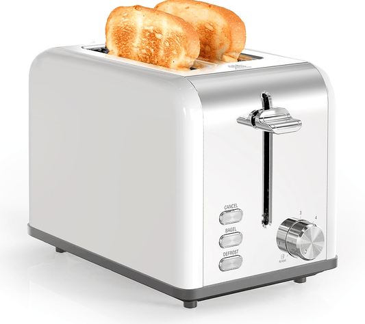 W1134P237563 White Multi-Earth Oven 2-Piece Toaster - Ultra-Wide Slot, 6 Browning Settings | Stylish High Lift Bars | Retro Stainless Steel Design