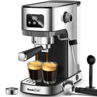 Geek Chef Espresso Machine - 20-Bar Extraction Power, ESE POD Filter, Milk Frother Steam Wand