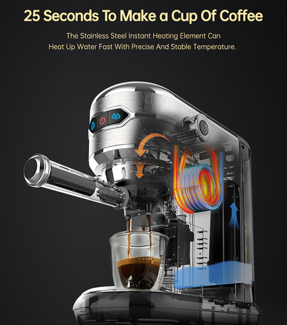 3-in-1 Semi-Automatic Coffee Machine | 19Bar Extraction | Capsule + Coffee Powder + Milk Foam | Mocha Nes | Best Espresso Maker for 1 Cup / 2 Cup | Touch Sensing | 1450W Steam