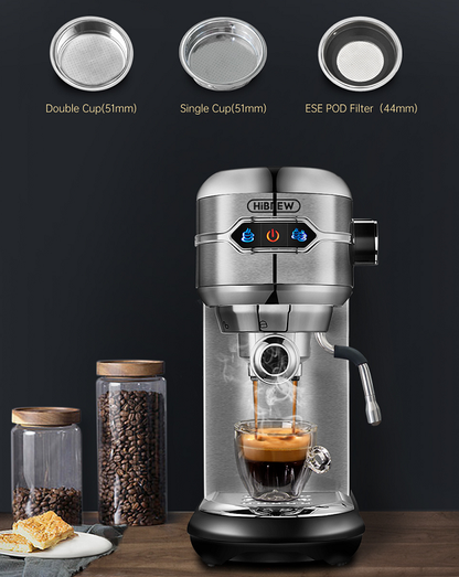 3-in-1 Semi-Automatic Coffee Machine | 19Bar Extraction | Capsule + Coffee Powder + Milk Foam | Mocha Nes | Best Espresso Maker for 1 Cup / 2 Cup | Touch Sensing | 1450W Steam
