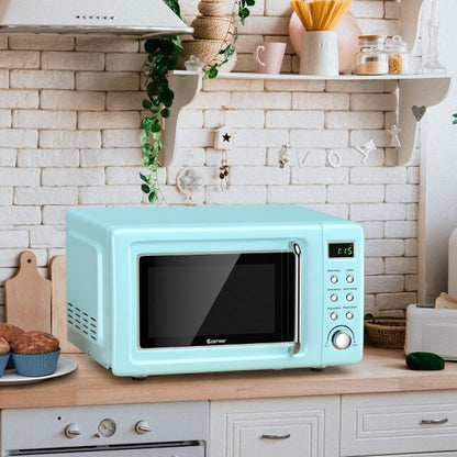 Charming 700W Retro Microwave Oven with 5 Power Levels & 8 Auto Cook Modes for Effortless Meals