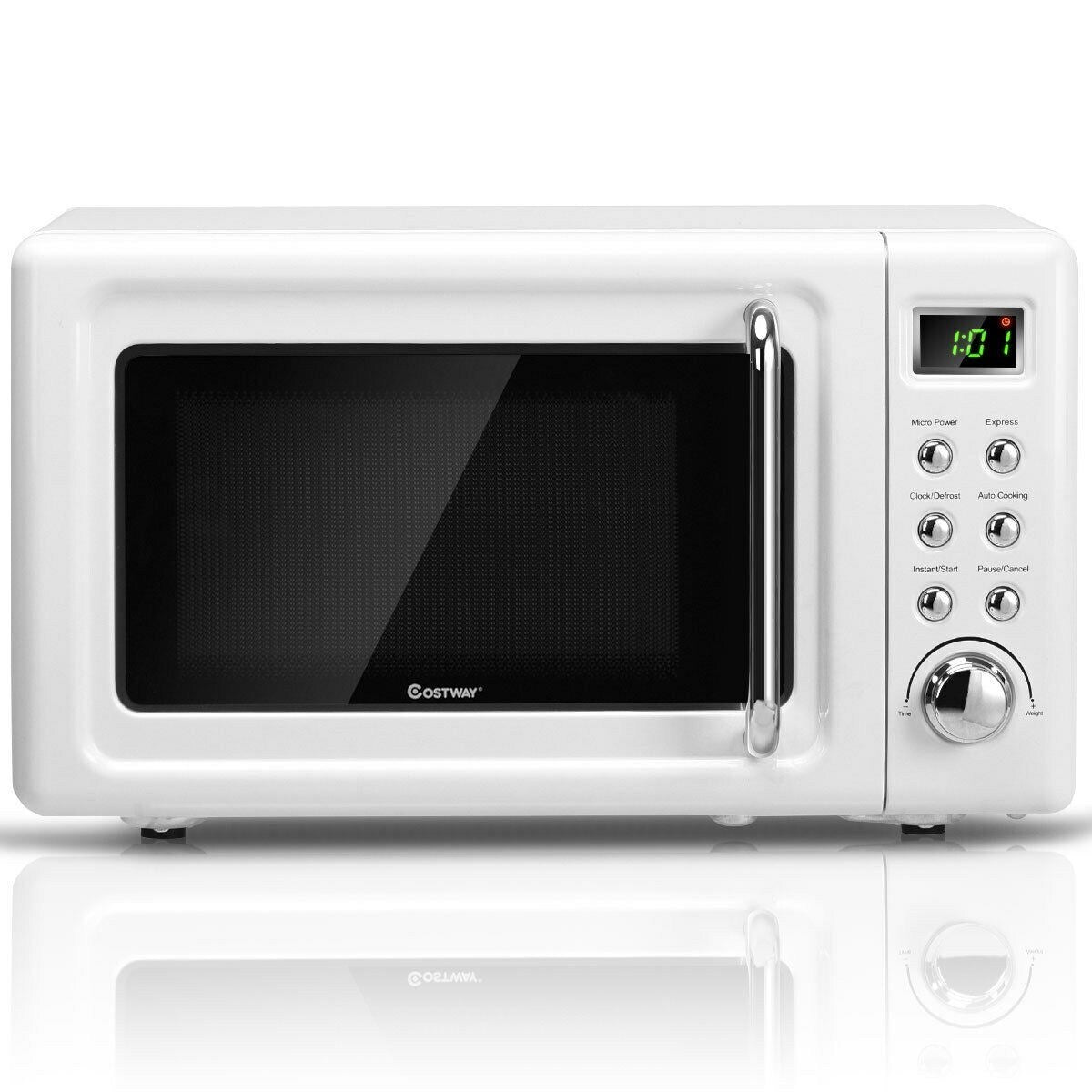 Charming 700W Retro Microwave Oven with 5 Power Levels & 8 Auto Cook Modes for Effortless Meals