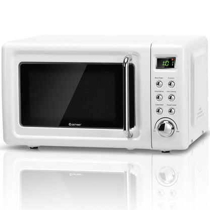 Charming 700W Retro Microwave Oven with 5 Power Levels & 8 Auto Cook Modes for Effortless Meals