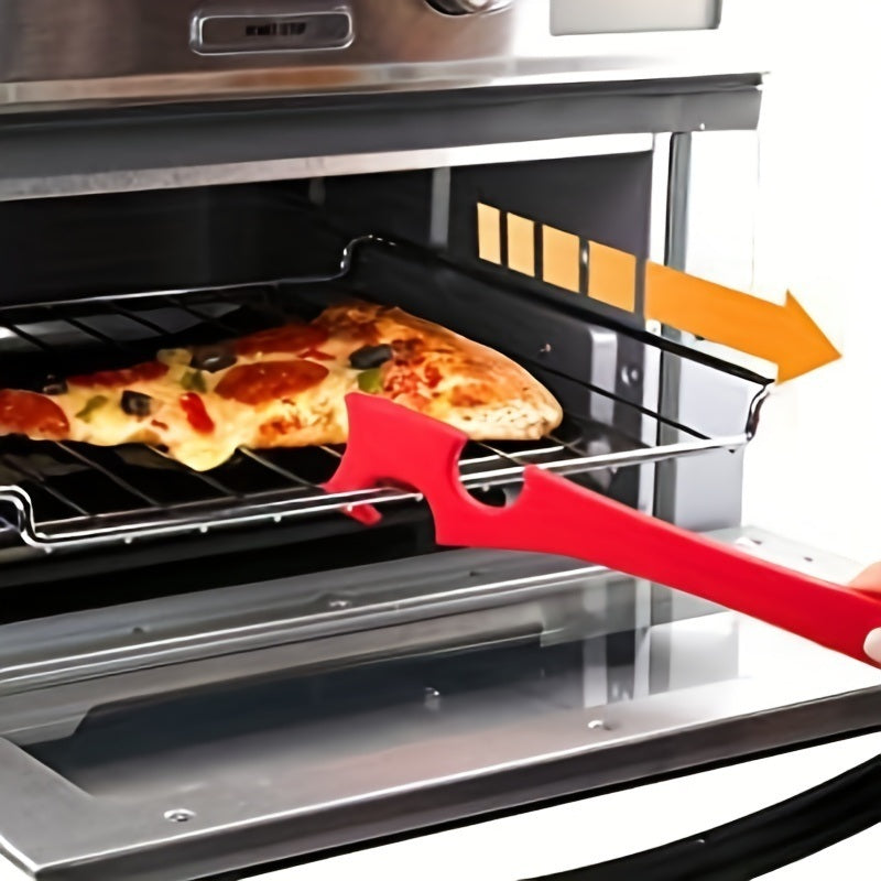 1pc Silicone Oven Rack Push Pull Tool with Longer Handle - Ideal for Kitchen Oven, Toaster Oven, Air Fryer, and More