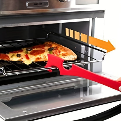 1pc Silicone Oven Rack Push Pull Tool with Longer Handle - Ideal for Kitchen Oven, Toaster Oven, Air Fryer, and More
