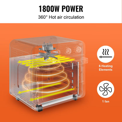 VEVOR 7-IN-1 Air Fryer Toaster Oven - 18L Convection Oven - Stainless Steel Countertop Combo with Grill, Pizza Pan - Home and Commercial Use