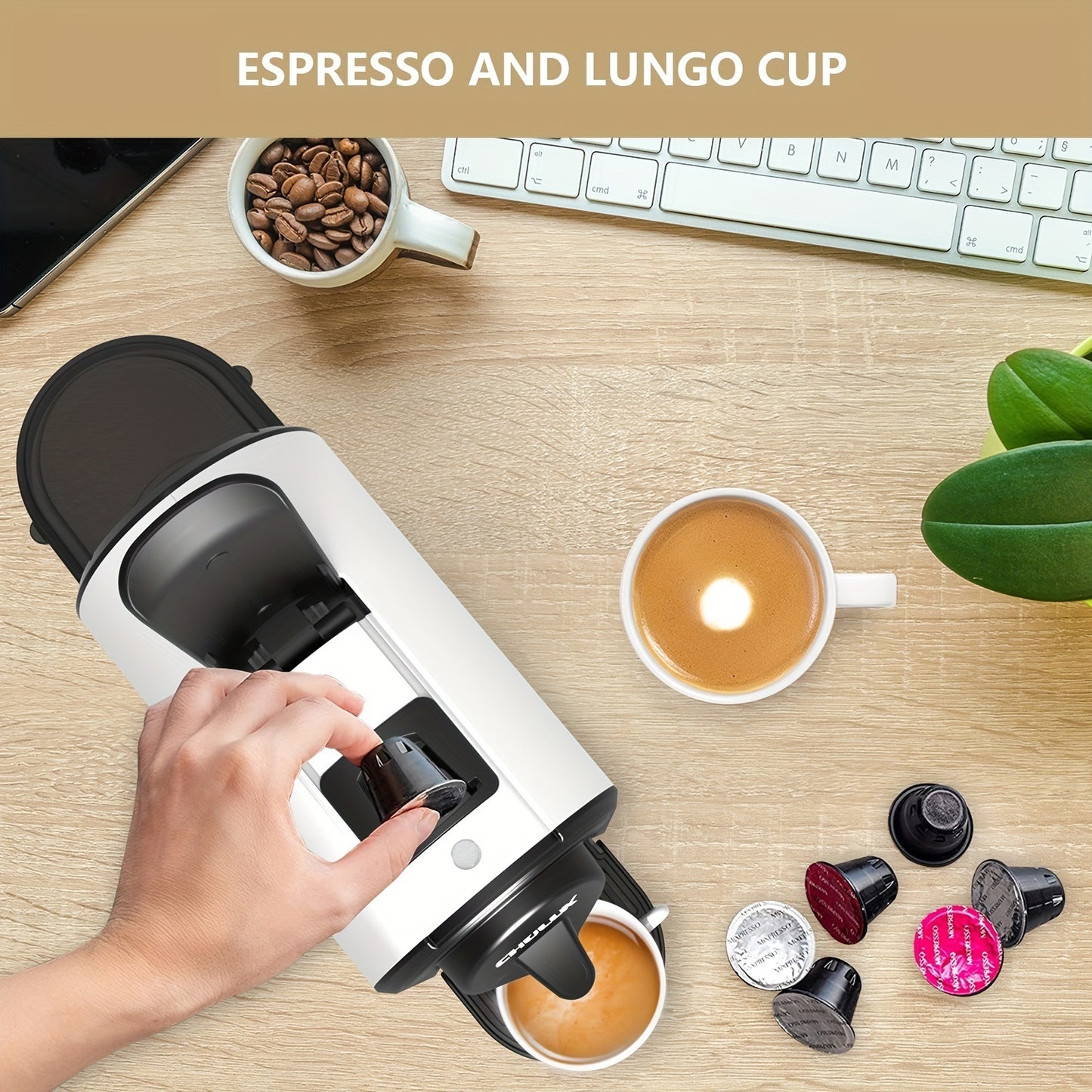 CHULUX 1400W Espresso Machine for Nespresso Capsules: Premium Italian 20 Bar ODE Pump Espresso Maker - Perfect for Office & Coffee Lovers
