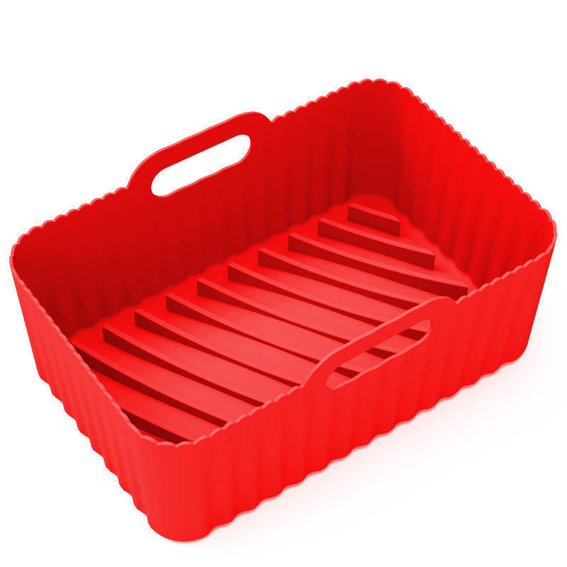 Air Fryer Silicone Pot with Handle - Reusable Liner | Heat Resistant Basket | Rectangle Baking Accessories for Fryer Oven Microwave