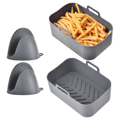 Reusable Air Fryer Silicone Pot - Replacement for Parchment Liners - Heat Resistant - 6-8 Quart Oven Air Fryer Accessory