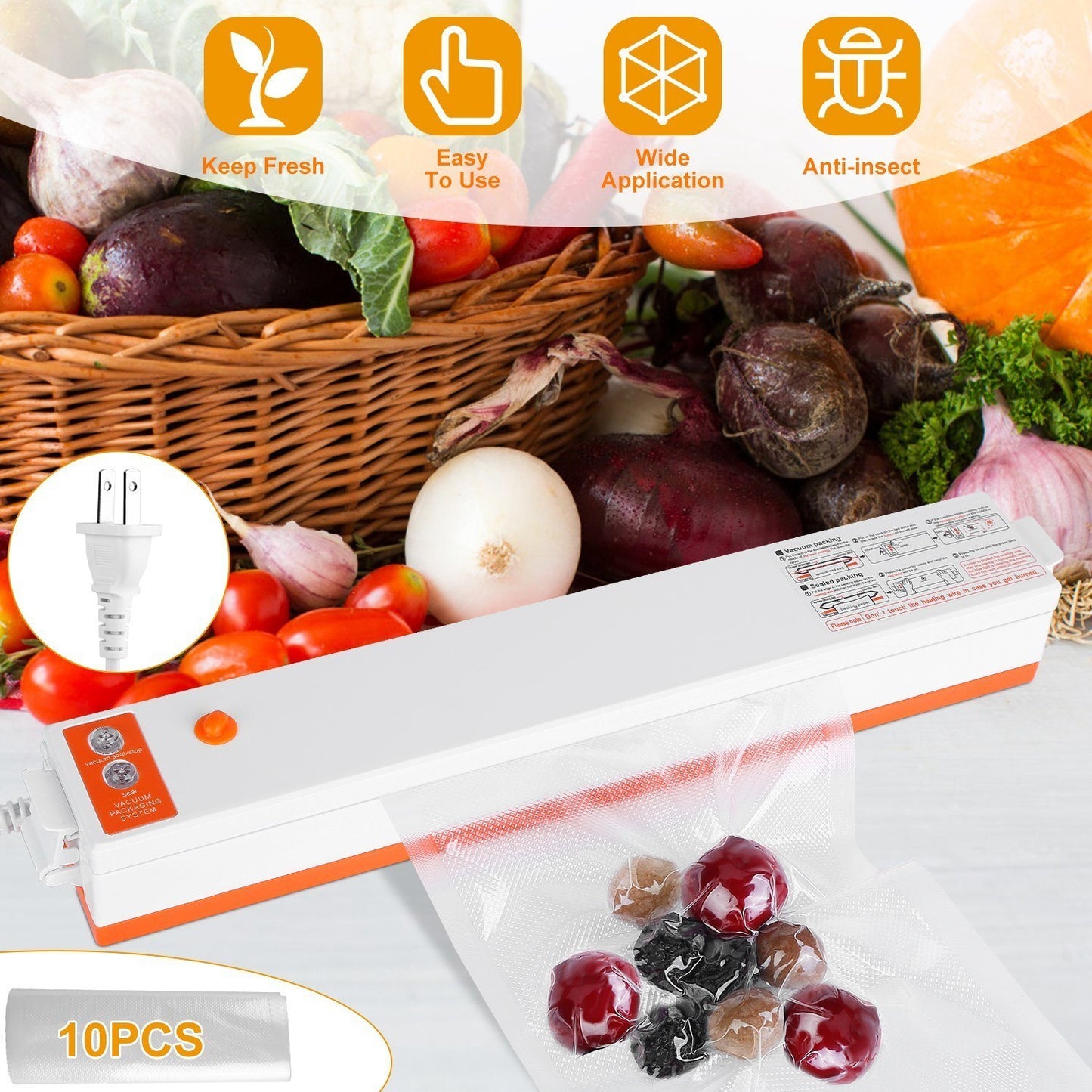 Compact Automatic Vacuum Sealer: Keep Food Fresh & Flavorful with Quick Sealing System!