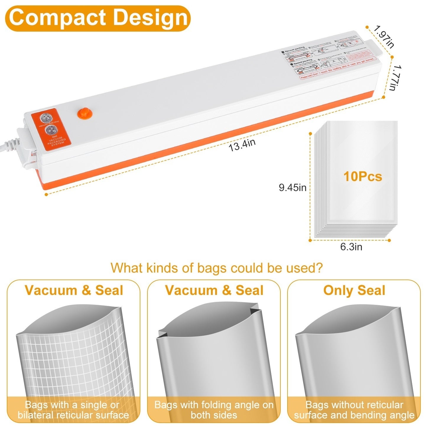 Compact Automatic Vacuum Sealer: Keep Food Fresh & Flavorful with Quick Sealing System!