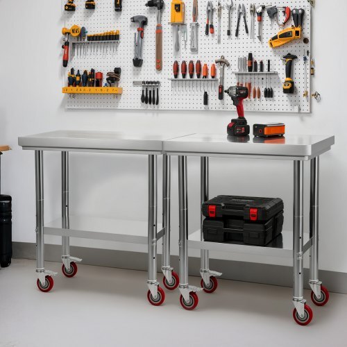 Stainless Steel Table, 24 x 30 Inches Food Prep Worktable with Wheels, Kitchen Prep Table with Adjustable Undershelf Workstations for Commercial Kitchen, Restaurant, Hotel and Garage, Outdoor