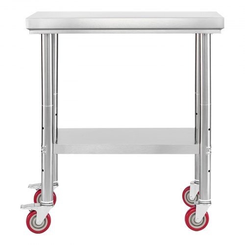 Stainless Steel Table, 24 x 30 Inches Food Prep Worktable with Wheels, Kitchen Prep Table with Adjustable Undershelf Workstations for Commercial Kitchen, Restaurant, Hotel and Garage, Outdoor