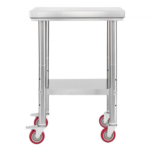 Stainless Steel Table, 24 x 18 Inches Food Prep Worktable with Wheels, Kitchen Prep Table with Adjustable Undershelf Workstations for Commercial Kitchen, Restaurant, Hotel and Garage, Outdoor