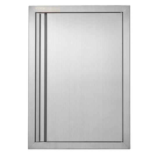 BBQ Access Door, 17W x 24H Inch Single Outdoor Kitchen Door, Stainless Steel Flush Mount Door, Wall Vertical Door with Recessed Handle, for BBQ Island, Grilling Station, Outside Cabinet
