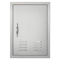 BBQ Access Door, 17W x 24H Inch Single Outdoor Kitchen Door, Stainless Steel Flush Mount Door, Wall Vertical Door with Handle, Vents and Hook, for BBQ Island, Grilling Station, Outside Cabinet