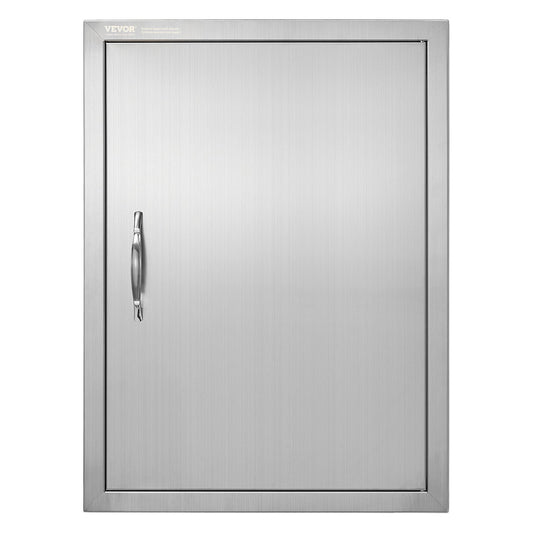 BBQ Access Door, 20W x 27H Inch Single Outdoor Kitchen Door, Stainless Steel Flush Mount Door, Wall Vertical Door with Handle, for BBQ Island, Grilling Station, Outside Cabinet