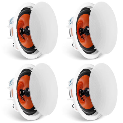 4 PCs 8 Inch in Ceiling Speakers, 100-Watts, Flush Mount Ceiling & in-Wall Speakers System with 8?Impedance 89dB Sensitivity, for Home Kitchen Living Room Bedroom or Covered Outdoor Porches