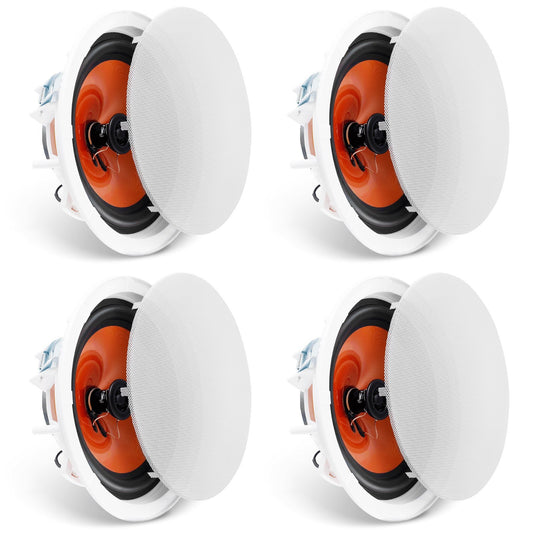 4 PCs 8 Inch in Ceiling Speakers, 100-Watts, Flush Mount Ceiling & in-Wall Speakers System with 8?Impedance 89dB Sensitivity, for Home Kitchen Living Room Bedroom or Covered Outdoor Porches