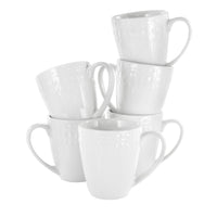 Elama Cara 6 Piece 10 Ounce Porcelain Cup Set in White