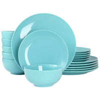 Elama Luna 18 Piece Porcelain Dinnerware Set in Blue - Elegant and Timeless Tableware for Every Occasion