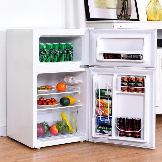 3.2 cu ft. Compact Stainless Steel Refrigerator-White - Color: White