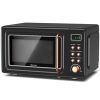 700W Retro Countertop Microwave Oven with 5 Micro Power and Auto Cooking Function-Golden - Color: Golden