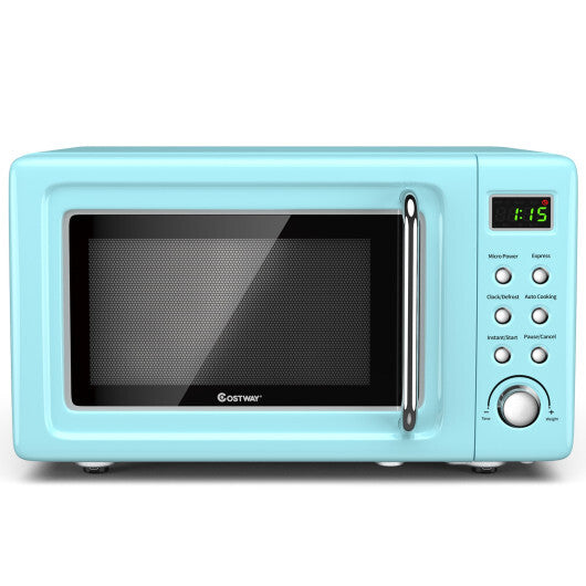 700W Retro Countertop Microwave Oven with 5 Micro Power | Auto Cooking Function - Green Color, 0.7 Cu. Ft Capacity