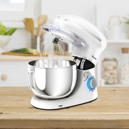Versatile 6.3QT 660W Tilt-Head Stand Mixer with 6 Speeds & Splash Guard - Elegant White Finish