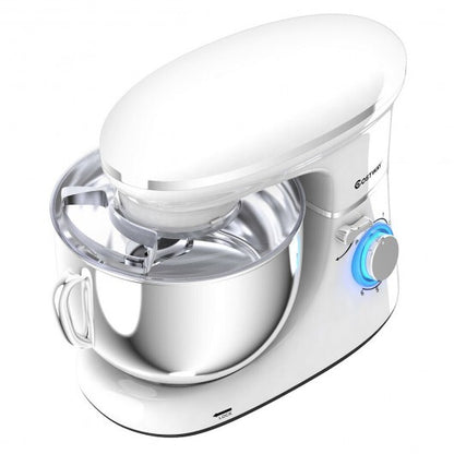 Versatile 6.3QT 660W Tilt-Head Stand Mixer with 6 Speeds & Splash Guard - Elegant White Finish