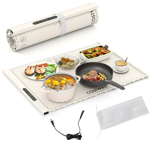 Food Warming Mat Rollable and Portable Electric Warming Tray with Fasting Heating-Blue