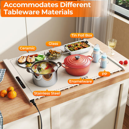 Food Warming Mat Rollable and Portable Electric Warming Tray with Fasting Heating-Blue