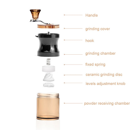Household Manual Coffee Grinder 9 Levels Adjustable Mini Portable Washable Stainless Steel Coffee Mill Black