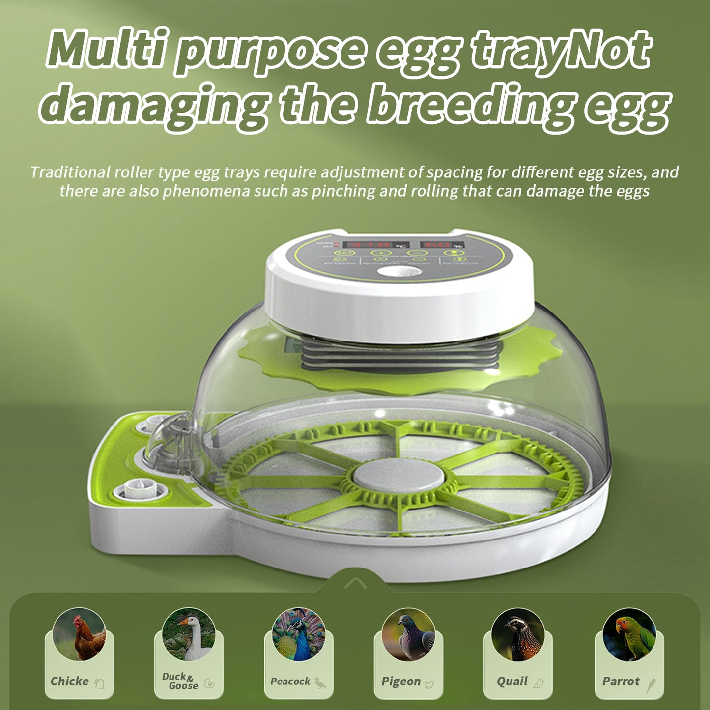 Egg Incubators with Automatic Temperature and Humidity Control, 360 Clear Egg Candler Egg Flipper 12 Single Batteries